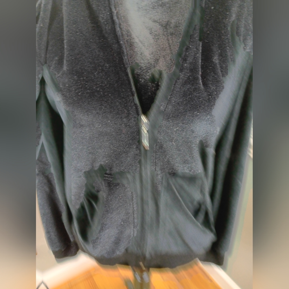 Black, zipper front, hoodie jacket - Picture 4 of 6